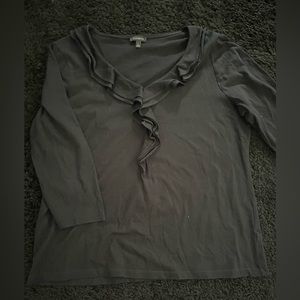 Talbots Black Ruffled Shirt